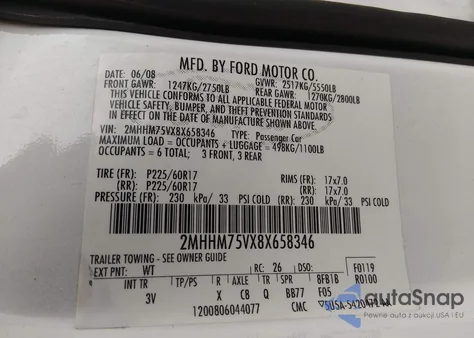 2008 Mercury Grand Marquis Ls from USA, damaged, VIN 2MHHM75VX8X658346